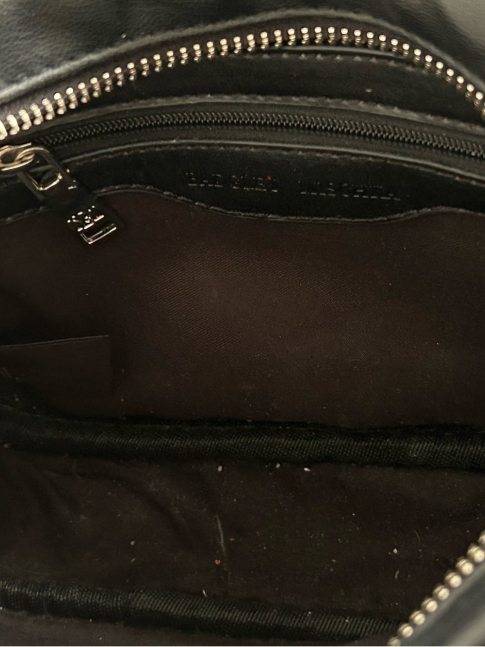 B. Makowsky Black Leather Crossbody Shoulder Bag Silver Hardware chain Strap - Picture 12 of 13